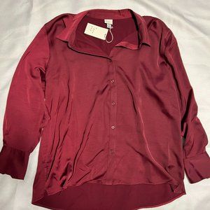 Future Collective Kahlana Barfield Brown Target Long Sleeve Satin Blouse